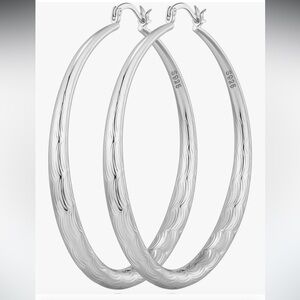 Sterling 925 Silver Hoop Earrings 50 mm nickel free sensitive ear safe